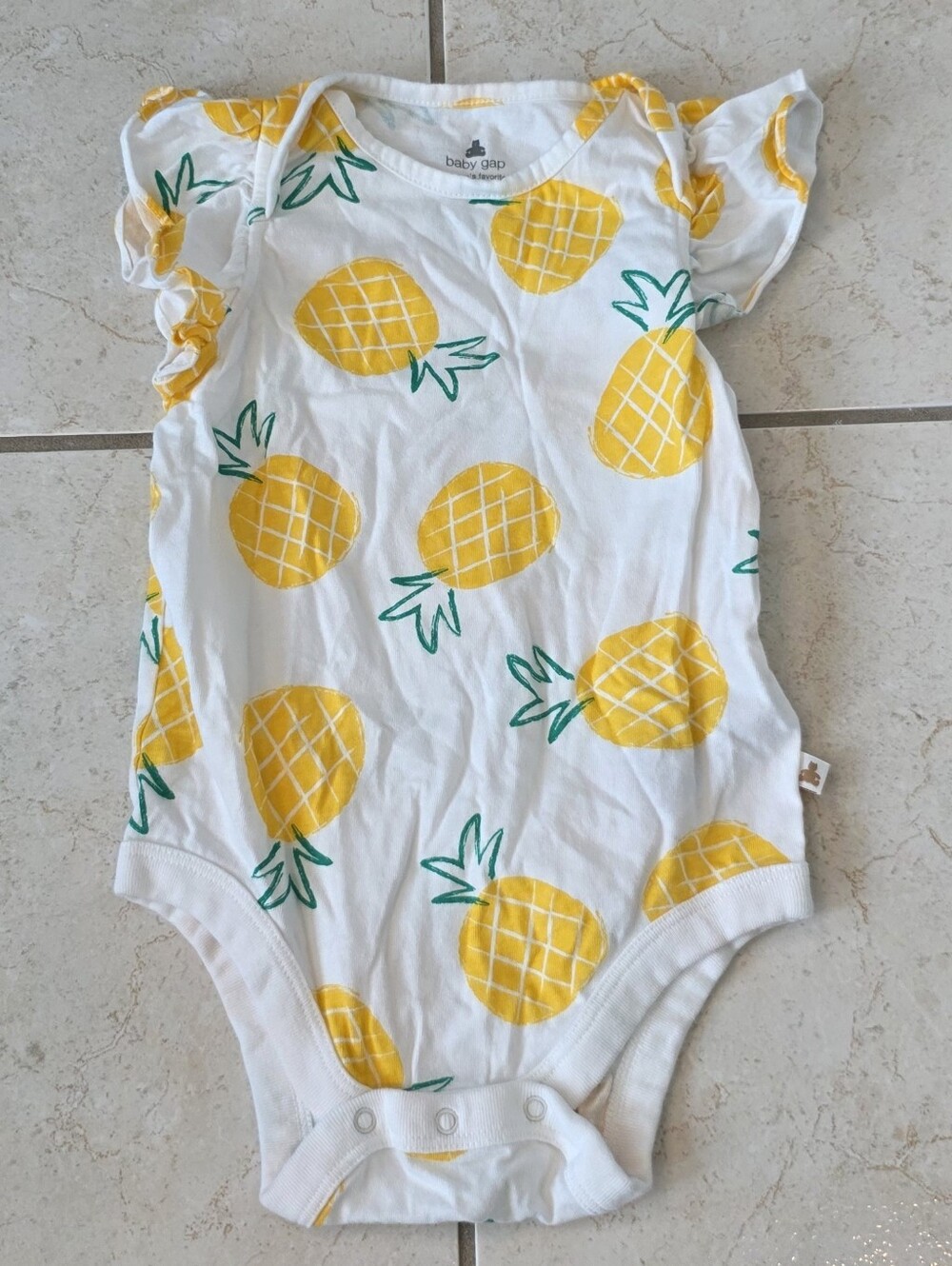 GAP White One-Piece with Yellow Pineapple Print
